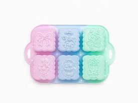 Molde silicona transparentes 6 cuadrados rizados con relieve
